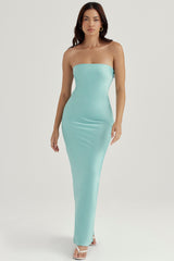jade satin strapless maxi dress