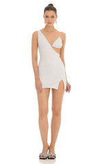 Shimmer Bust Cutout Dress in White