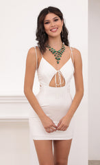 Suede Ties Dress in White