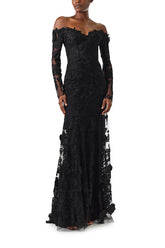 Off-The-Shoulder Lace Trumpet Gown