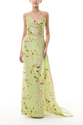 Celadon Floral Column Gown