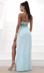 Lace Maxi Dress in Aqua Blue