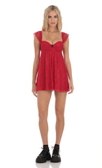 Lace Babydoll Dress in Red