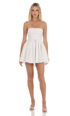 Strapless A-line Dress in White