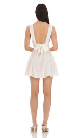 Plunge V-Neck Dress in White