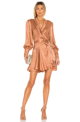 Silk Wrap Mini Dress