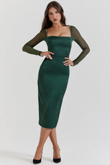 emerald green midi dress