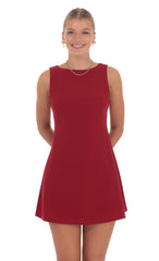 High Neck Dress in Red