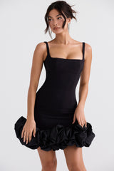 black ruffle hem dress