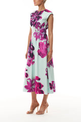 Electric Floral Pleated Day Dress