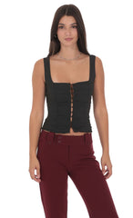 Ruched Button Top in Black