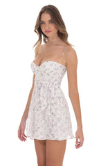 Floral Corset A-line Dress in White
