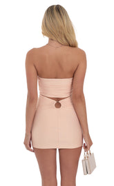 Back Cutout Strapless Dress in Nude Pink