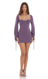 Long Sleeve Bodycon Dress in Purple