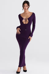 grape ribbed knit maxi dress