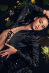 shadow satin a-line mini skirt