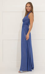 Shimmer Maxi Dress in Blue