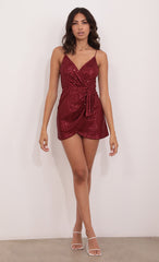 Mini Sequin Dress in Burgundy