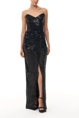 Noir Sequin Column Gown