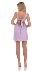 Floral Jacquard Babydoll Dress in Lavender