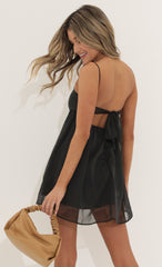 Baby Doll Dress in Black Chiffon