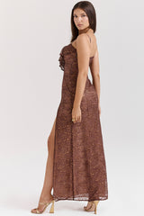 espresso lace maxi dress