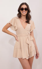 Wrap Dress in Tan