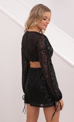O-Ring Sequin Dress in Black