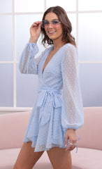 Ruffle Wrap Dress in Baby Blue