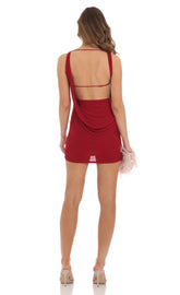 High Neck Open Back Dress in Red