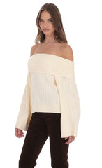 Oversized Knit Off Shoulder Jumper in Cream
