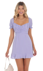 Shimmer Striped Fit and Flare Dress in Lavender