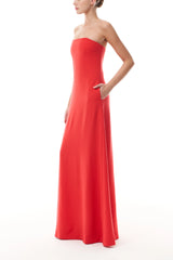 Vermillion Strapless A-Line Gown