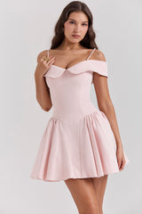 ballerina pink off shoulder mini dress