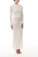 Lace Knit Mock Neck Top