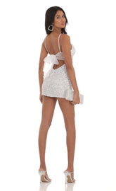 Velvet Sequin Bodycon Dress in White