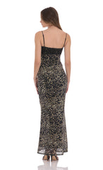 Lace Bust Maxi Dress in Cheetah Print