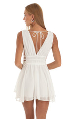 Plunge A-Line Dress in White