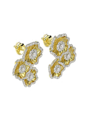 Halo Flower Yellow Gold Earrings
