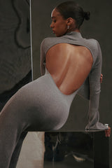 steel metallic maxi dress