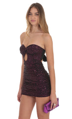 Sequin Strapless Dress in Deep Plum