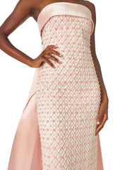 Rosé Beaded Satin Gown