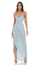 Satin Luxe Maxi in Dusty Blue