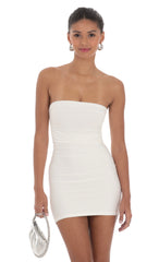 Back Cutout Strapless Dress in White