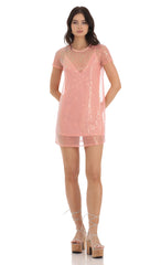 Sequin Two Piece Dress in Peach