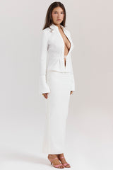 white cotton twill maxi skirt