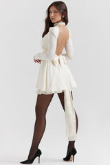 ivory bow mini dress