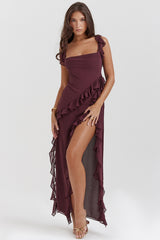 mulberry ruffle maxi dress