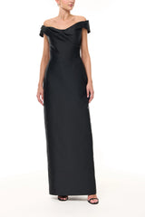 Noir Off-The-Shoulder Column Gown