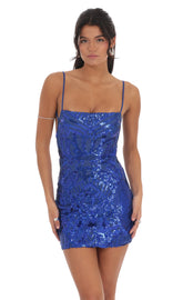 Sequin Bodycon Dress in Royal Blue